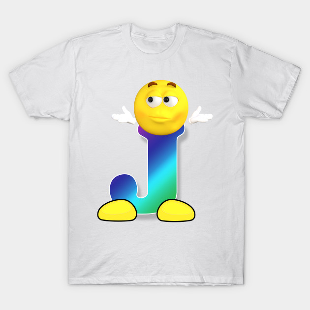 Letter J Alphabet Smiley Monogram Face Emoji Shirt for Men Women Kids T-Shirt-TOZ